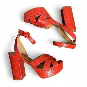 Sam Edelman Kamy Chunky Platform Heels Sz 9 Going Out Party Summer Artsy Unique